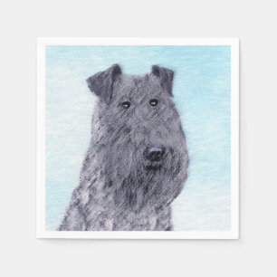 Guardanapo De Papel Kerry Blue Terrier pintando uma pintura cãozinha