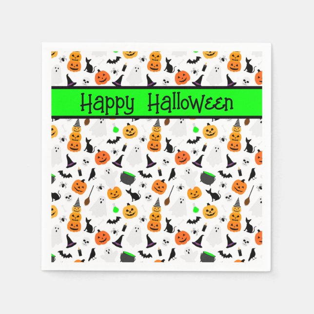 Guardanapo De Papel Kid Halloween Ghost Pumpkin Black Cat Personalize (Frente)