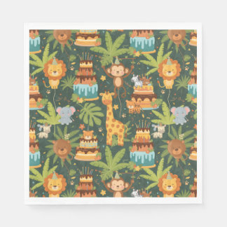 Guardanapo De Papel Kids Birthday Jungle Themed Napkins