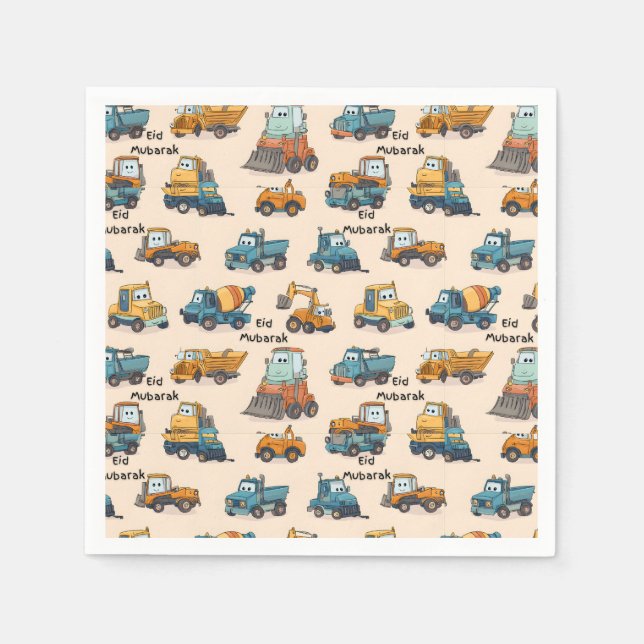 Guardanapo De Papel Kids Construction Vehicle Napkins – Cartoon Trucks (Frente)