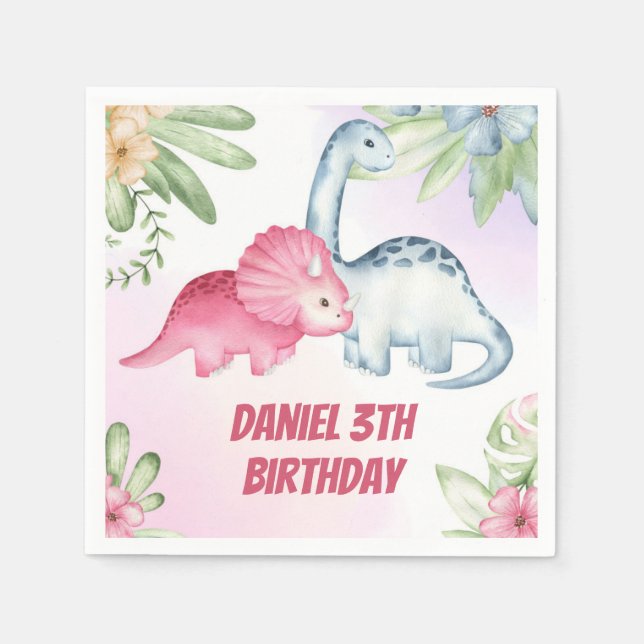 Guardanapo De Papel Kids Dinosaur aniversário de 3 anos (Frente)