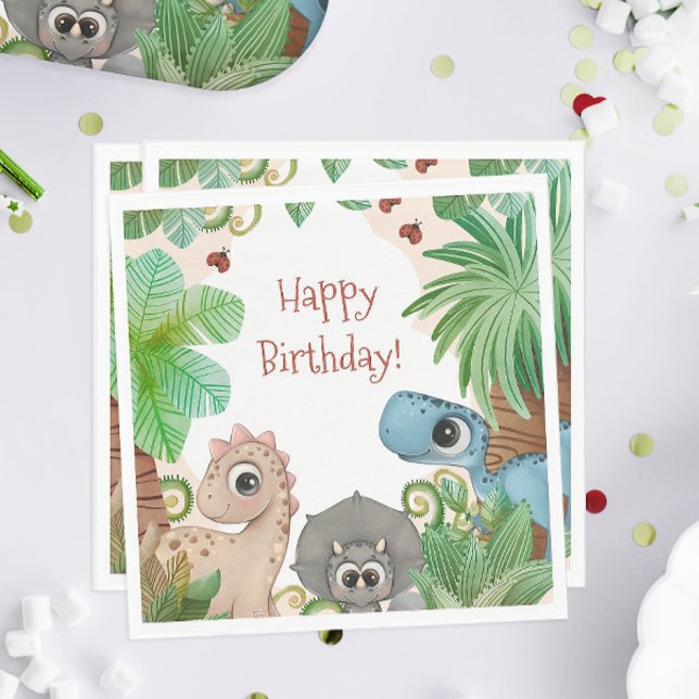 Guardanapo De Papel Kids Dinossaur Birthday (Dinosaur Birthday Party Napkins)