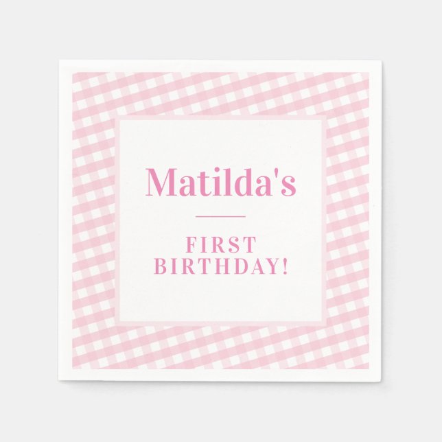 Guardanapo De Papel KIDS PARTITY vintage padrão gingham (Frente)