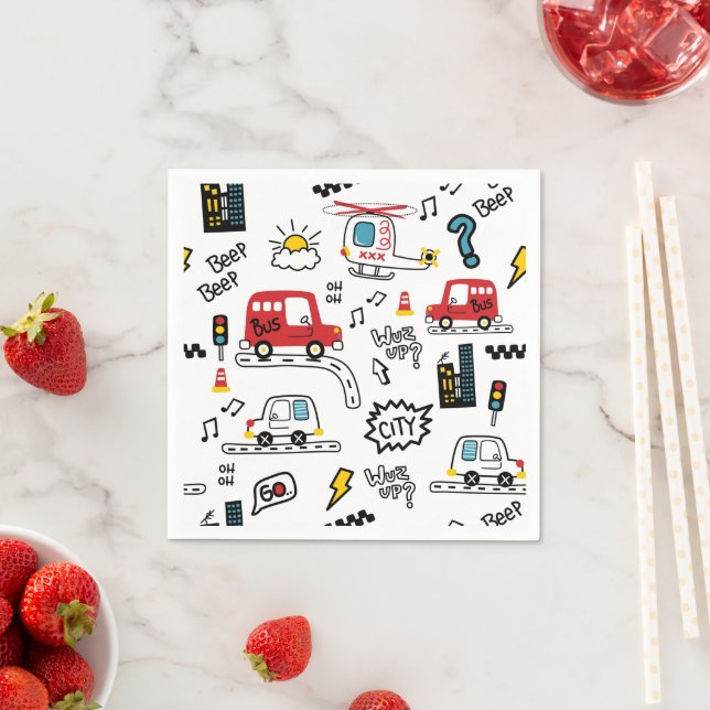 Guardanapo De Papel Kids Playful Transport Pattern  (Insitu)