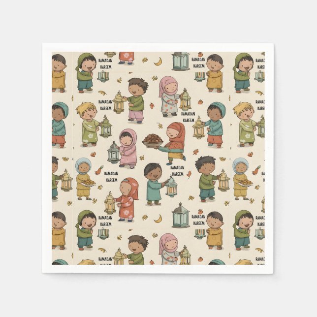 Guardanapo De Papel Kids Ramadan Kareem Napkins – Islamic Party (Frente)