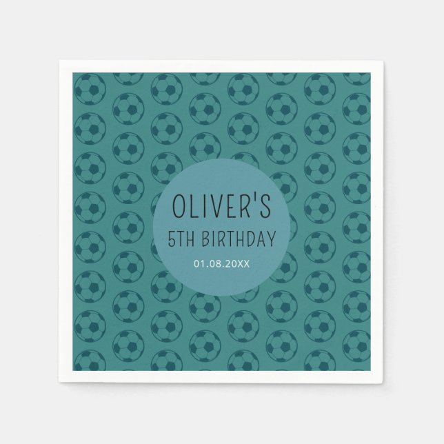 Guardanapo De Papel Kids Soccer Ball Blue Boys Birthday Party (Frente)