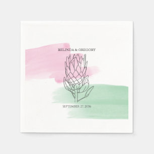 Guardanapo De Papel King Protea Watercolor Wedding
