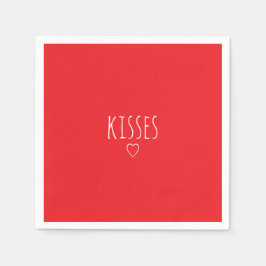Guardanapo De Papel 'Kisses' Bold Romantic Red White Valentine's Day