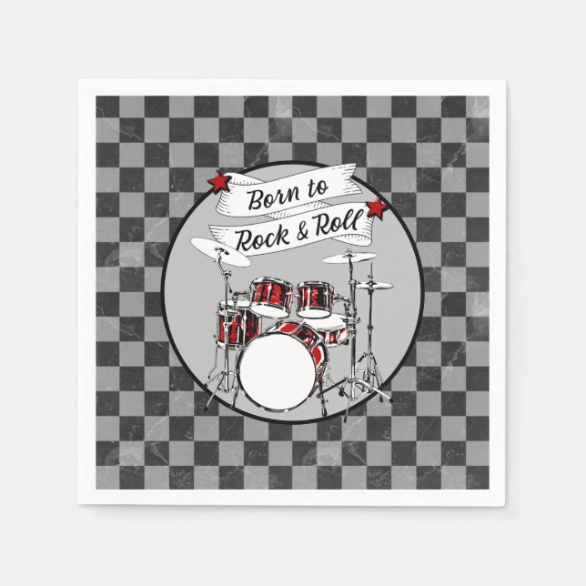 Guardanapo De Papel Kit de tambor de Nascer para Rock & Roll (Frente)
