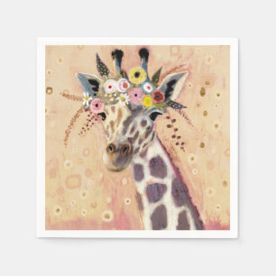 Guardanapo De Papel Klimt Giraffe Adornada Em Flores