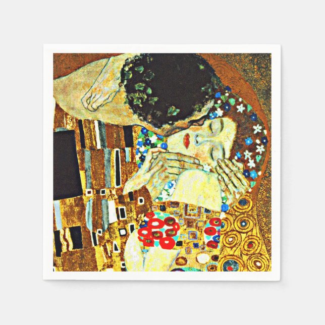 Guardanapo De Papel Klimt - O Beijo, Fechado (Frente)