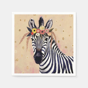 Guardanapo De Papel Klimt Zebra  Adornada Em Flores
