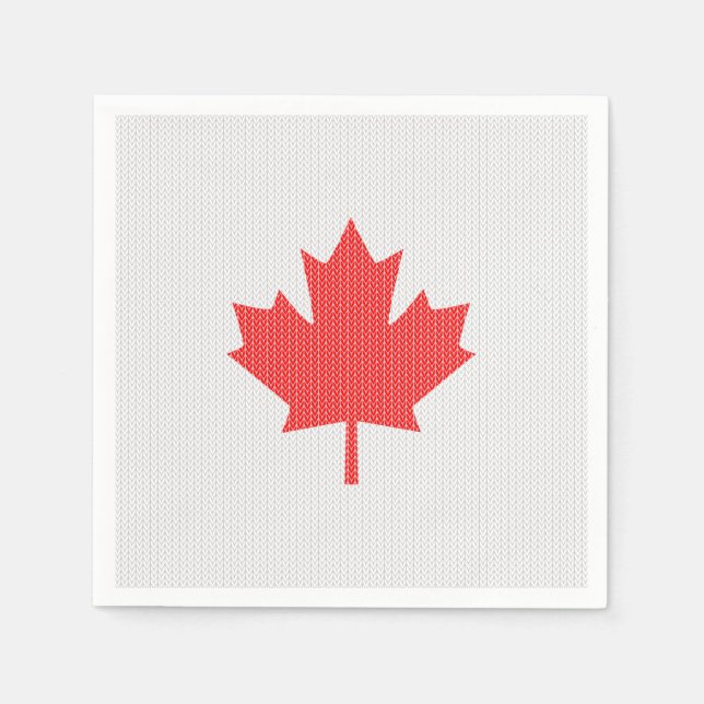Guardanapo De Papel Knit Style Maple Leaf Knitting Motif (Frente)