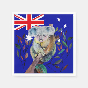 Guardanapo De Papel Koala aquarela árvore de goma bandeira australiana