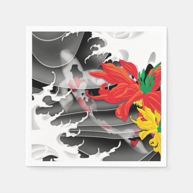 Guardanapo De Papel Koi tradicional japonês sob água (Frente)