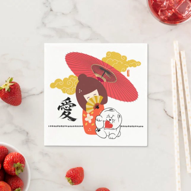 Guardanapo De Papel KOKESHI LOVE  Chow dog heart  (Criador carregado)