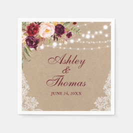 Guardanapo De Papel Kraft Rustic Wedds Lights Floral