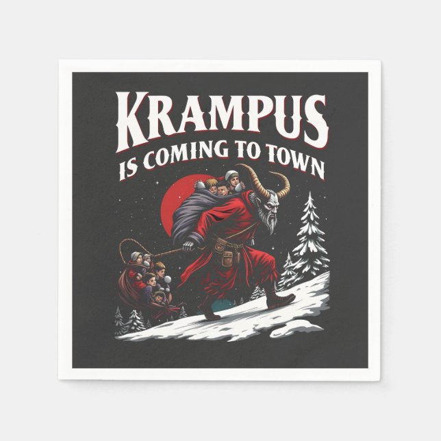 Guardanapo De Papel Krampus está vindo para a cidade de Krampus Natal (Frente)