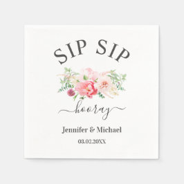 Guardanapo De Papel Kundenspezifisch "SIP SIP HOORAY" Blumen