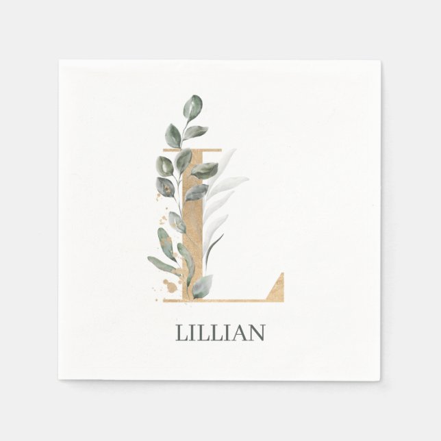 Guardanapo De Papel L Monograma Floral Personalizado (Frente)