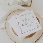 Guardanapo De Papel "La Dolce Vita" Chá de panela manuscrito<br><div class="desc">Este belo design de inspiração italiana apresenta letras cursivas estilo manuscrito acentuadas com uma borda ondulada de fita digitalizadora em cor-de-rosa. Ilustrações desenhadas à mão de um gelato, um cupcake, e uma massa completam o design de um olhar de verão na Costa Amalfi. Estes elegantes guardanapos do Mediterrâneo apresentam "la...</div>