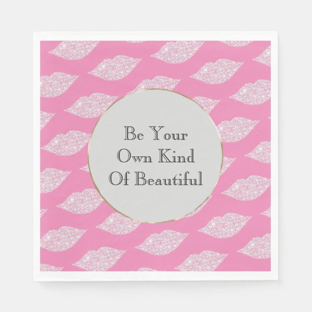 Guardanapo De Papel Lábios brancos cor-de-rosa (Frente)