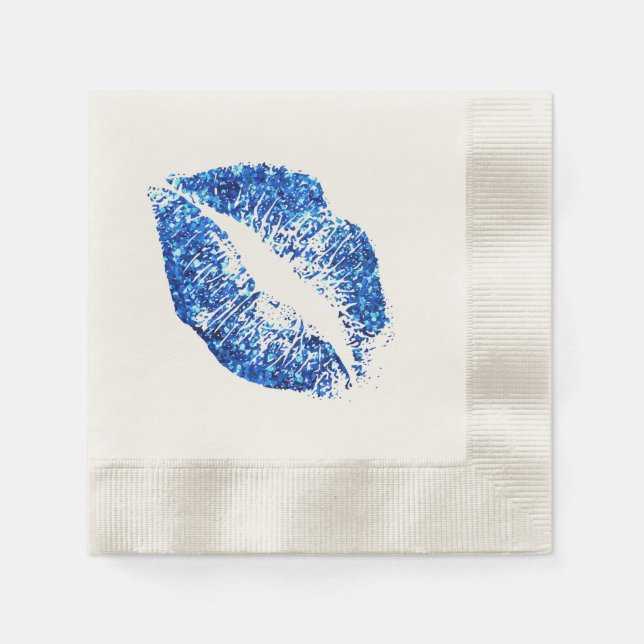 Guardanapo De Papel Lábios brilhantes azuis nº 3 (Frente)