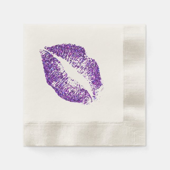 Guardanapo De Papel Lábios de brilho púrpura #3 (Frente)