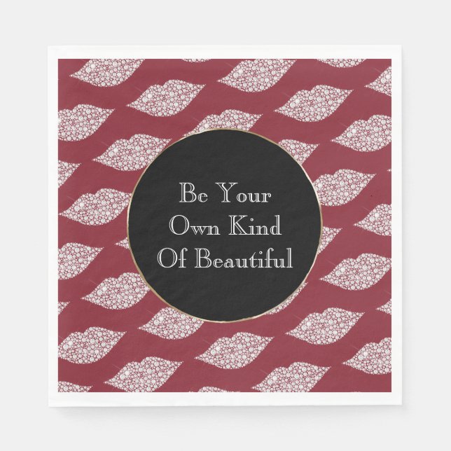 Guardanapo De Papel Lábios de diamante branco vermelho (Frente)