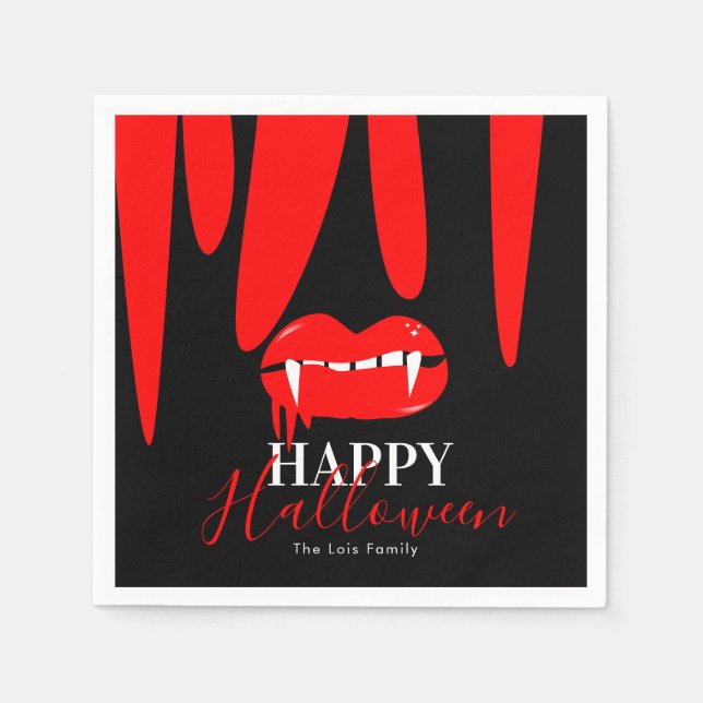 Guardanapo De Papel Lábios de Sangue de Vampiro Aniversário de Hallowe (Frente)