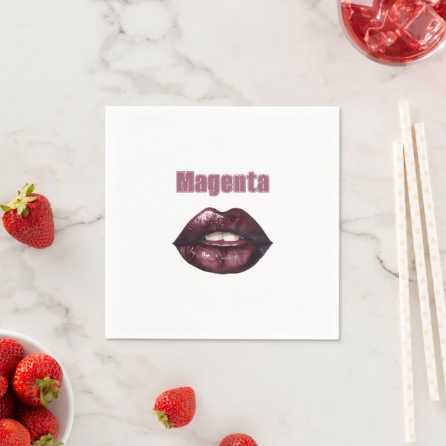 Guardanapo De Papel Lábios Vermelhos Magenta Borgonha (Insitu)