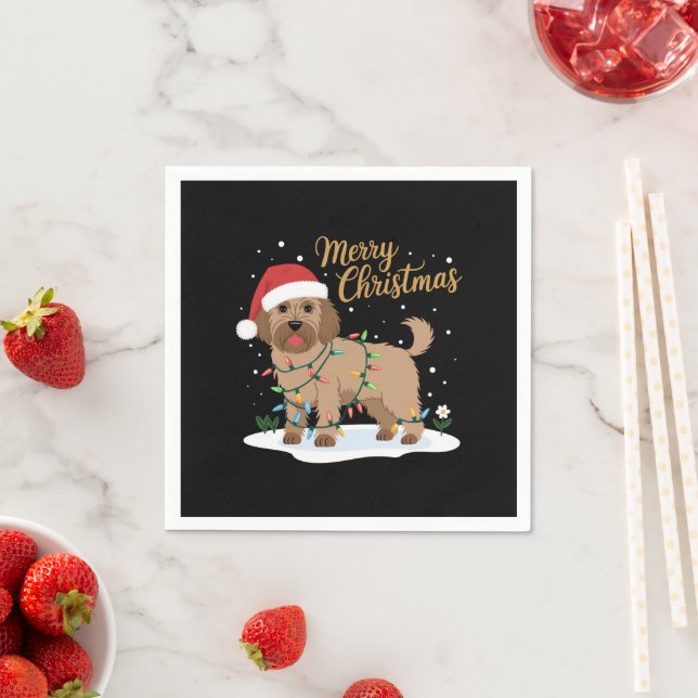 Guardanapo De Papel Labradoodle Felry Natal Engraçado Cachorro de Nata (Insitu)