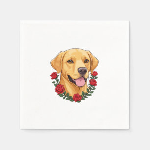 Guardanapo De Papel Labrador com Rosas vermelhas