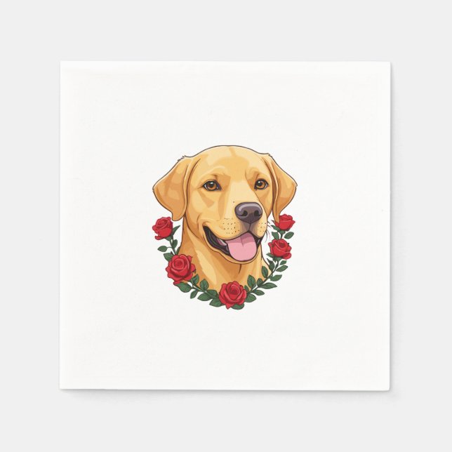 Guardanapo De Papel Labrador com Rosas vermelhas (Frente)