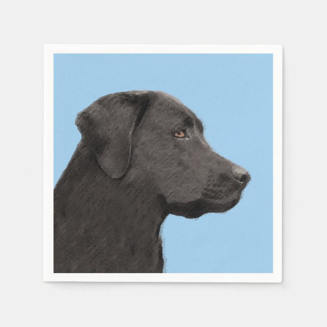 Guardanapo De Papel Labrador Retriever Black Painting Original Dog Art (Frente)