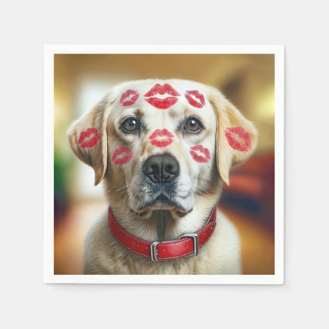 Guardanapo De Papel Labrador Retriever Com Kisses Lipstick (Frente)