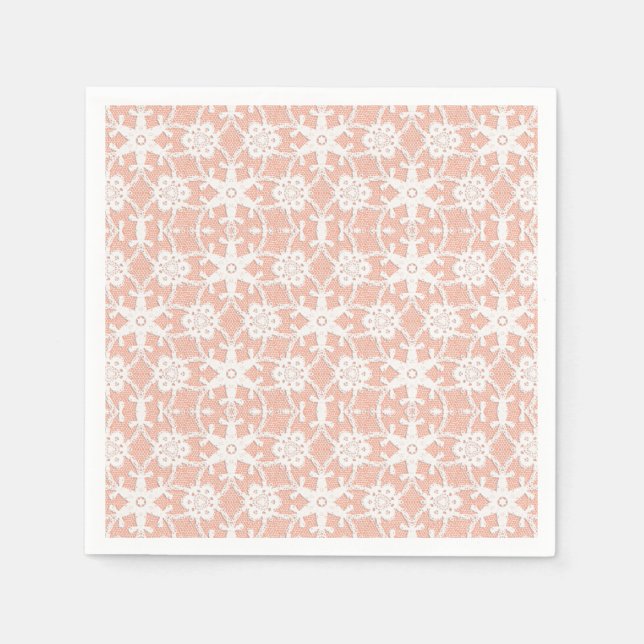 Guardanapo De Papel Lace antigo - branco e pêssego (Frente)
