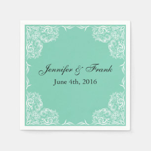 Guardanapo De Papel Lace Frame Aqua Wedding