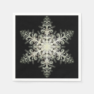 Guardanapo De Papel Lace gelado Inverno branco e preto elegante
