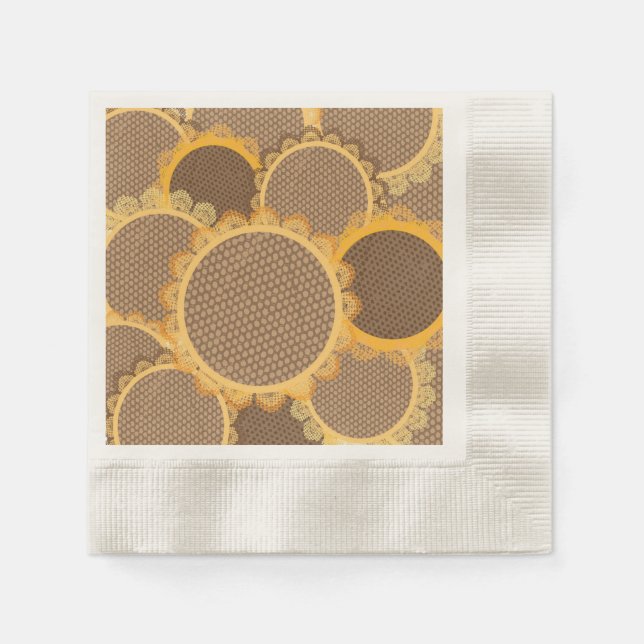 Guardanapo De Papel Lace Sunflower Fall Party Coquetel Napkins (Frente)