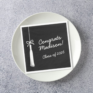 Guardanapo De Papel Laço Coquete Grad Pingente Preto Congrats Graduado