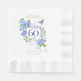 Guardanapo De Papel Laço de Rosa Azul Aniversário de 60 anos