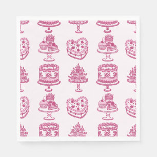 Guardanapo De Papel Laço Rosa Coração Retrô Coquette Bolo Dia dos Namo