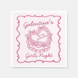 Guardanapo De Papel Laço Rosa Coração Retrô Coquette Bolo Galentines