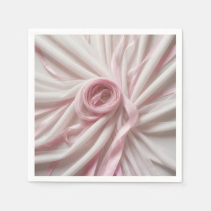Guardanapo De Papel Laço Rosa e Tule Abstrato