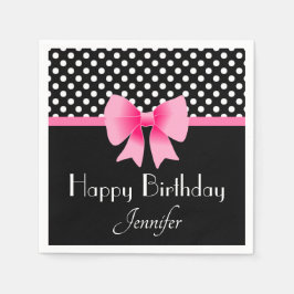 Guardanapo De Papel Laço Rosa Elegante Feliz Aniversário
