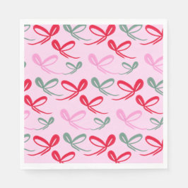 Guardanapo De Papel Laços de Natal verde rosa caprichoso desenho à mão