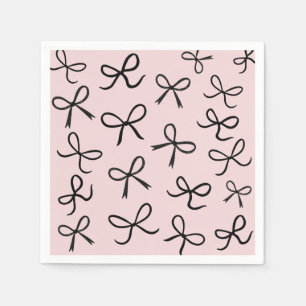 Guardanapo De Papel Laços Pretos Pequenos e Fofos Brancos na Moda