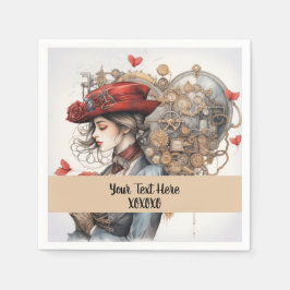 Guardanapo De Papel Lady no Red Namorados Kiss steampunk watercolor
