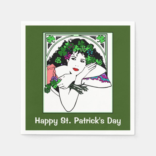 Guardanapo De Papel Lady On Rua, Patricks Day Napkins (Frente)